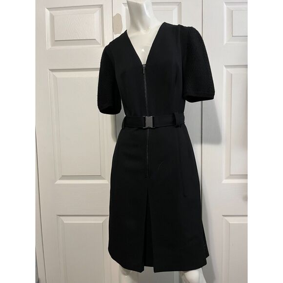 BERGDORF GOODMAN Akris A-K-R-I-S-punto Wool Black Dress Size 10 EUC - Picture 11 of 11